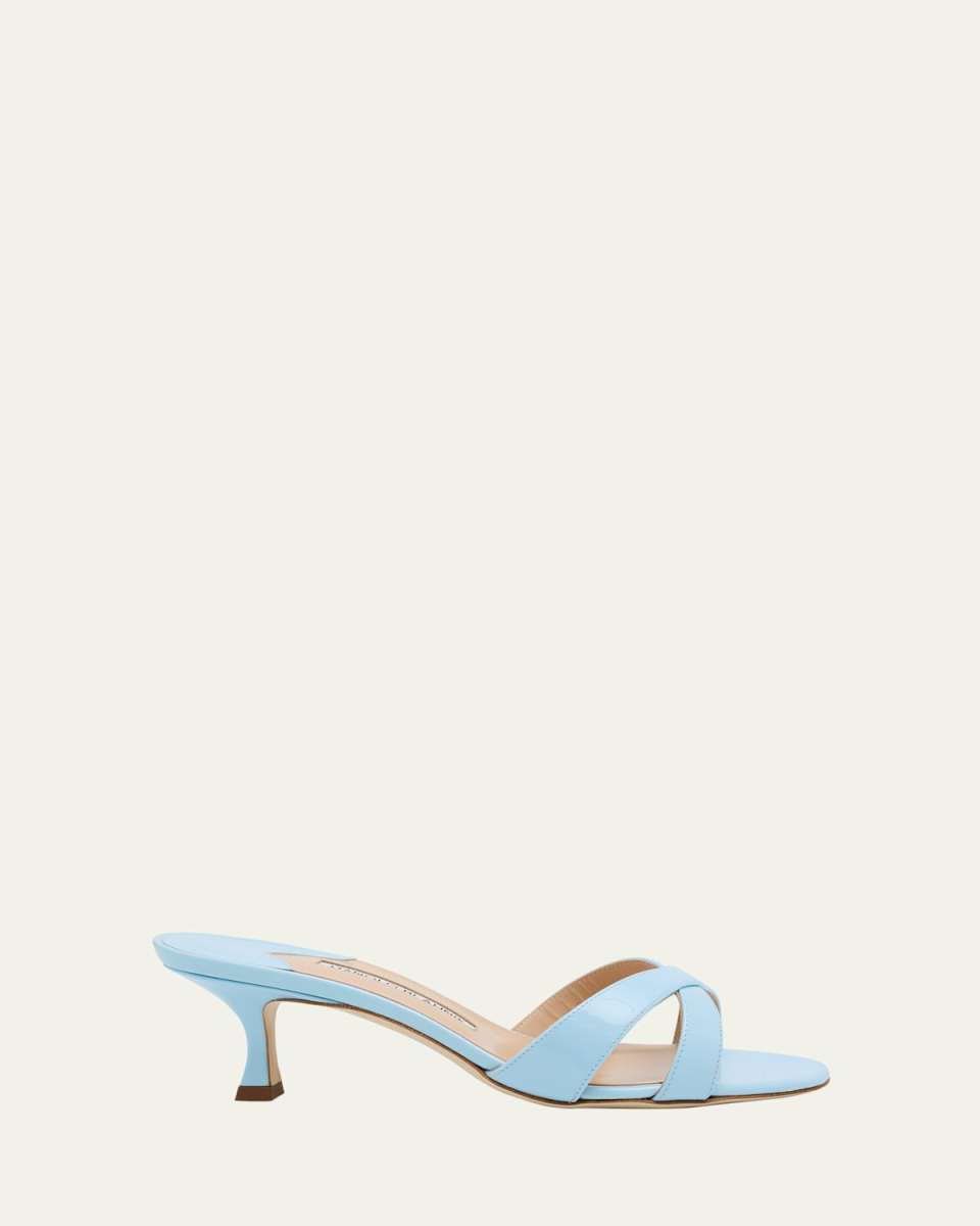 Patent Leather Crisscross Slide Sandals